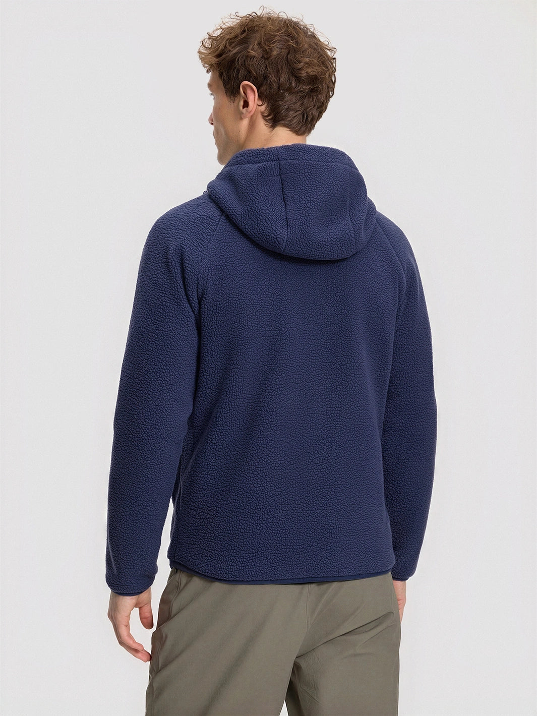 Men's Sherpa Fleece Full-Zip Hooded Jacket with Chest Pocket PIONEER CAMP