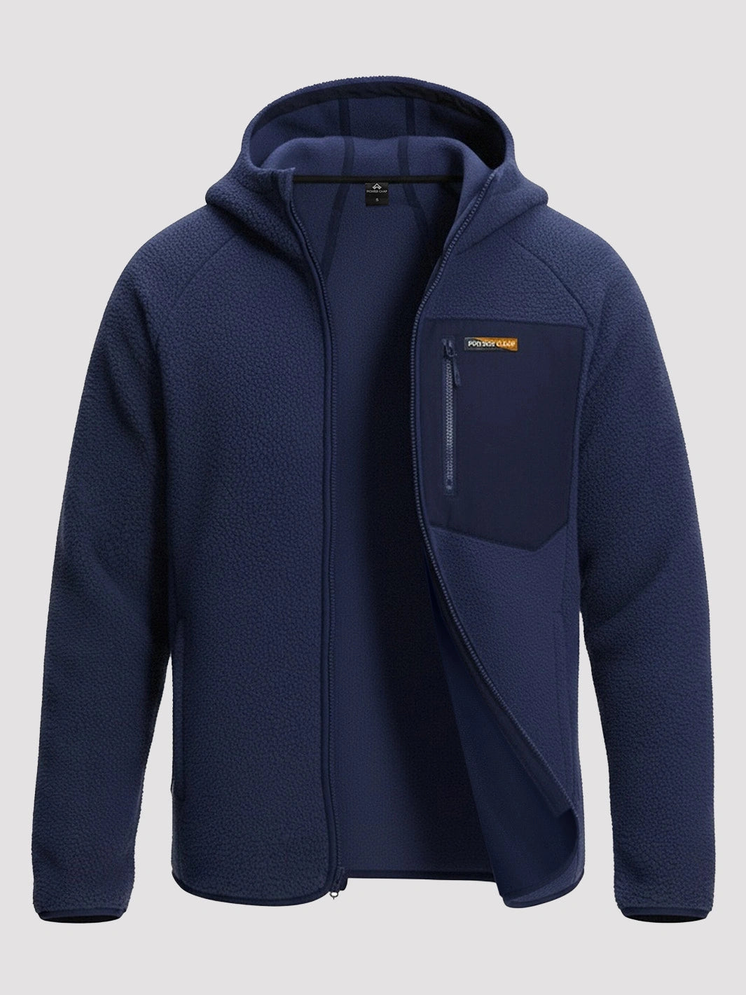 Men's Sherpa Fleece Full-Zip Hooded Jacket with Chest Pocket