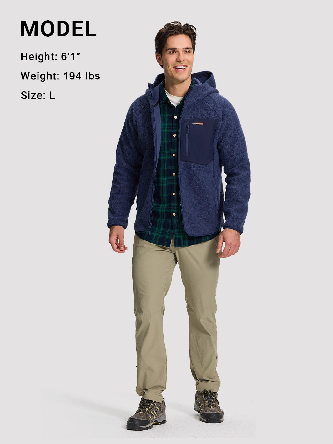 Men's Sherpa Fleece Full-Zip Hooded Jacket with Chest Pocket