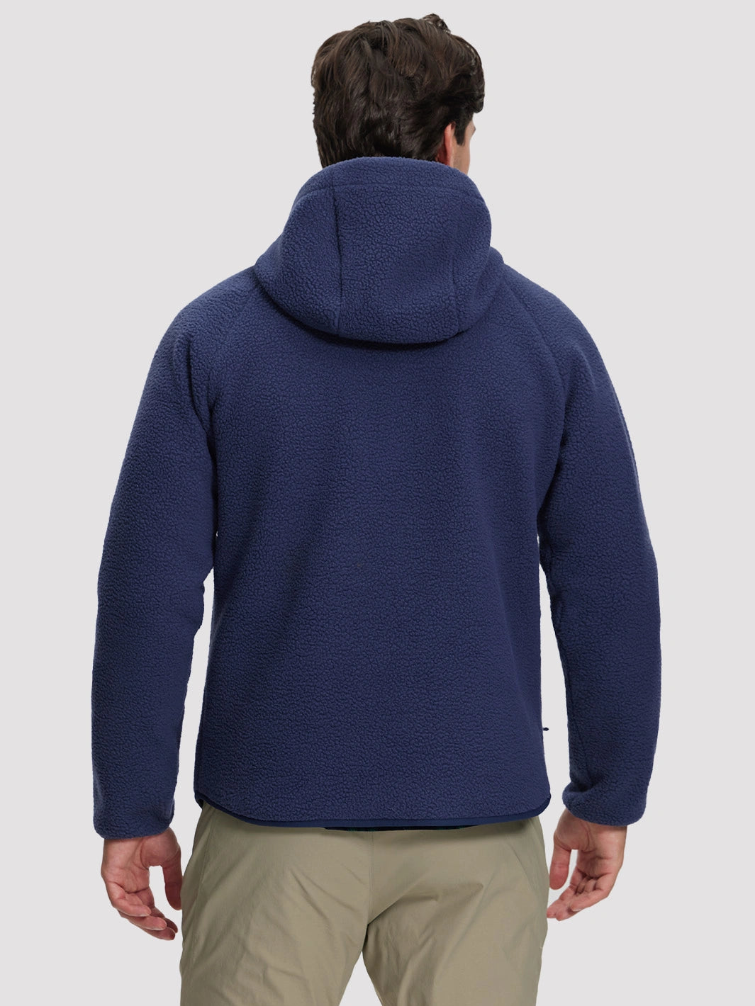 Men's Sherpa Fleece Full-Zip Hooded Jacket with Chest Pocket