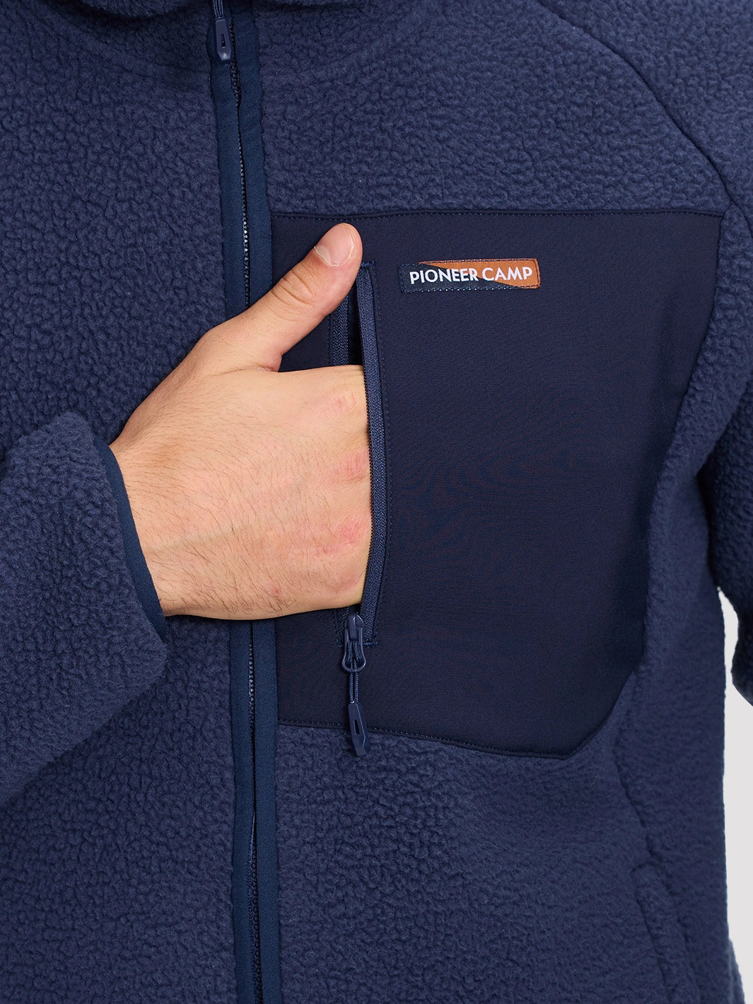 Men's Sherpa Fleece Full-Zip Hooded Jacket with Chest Pocket