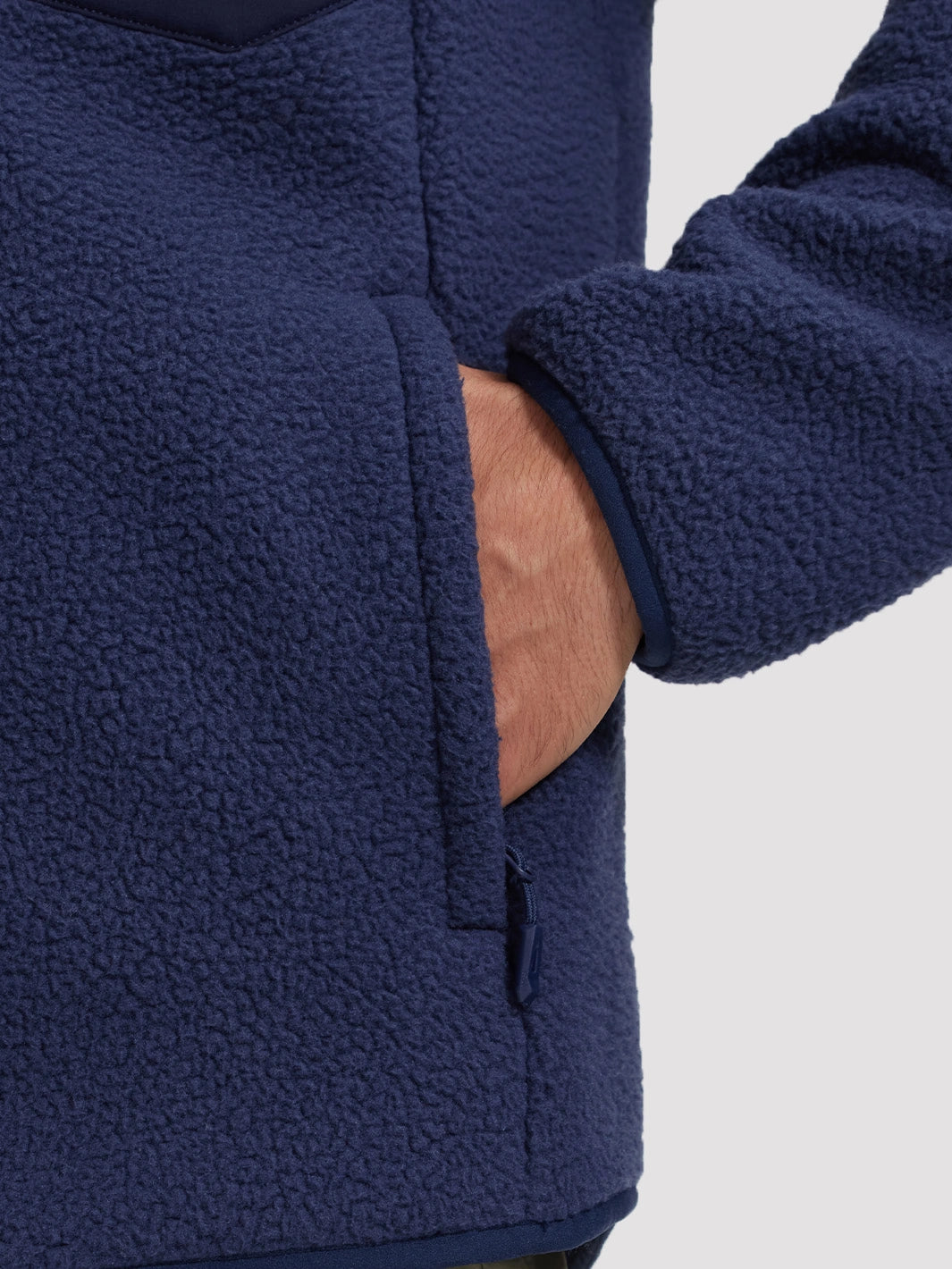 Men's Sherpa Fleece Full-Zip Hooded Jacket with Chest Pocket