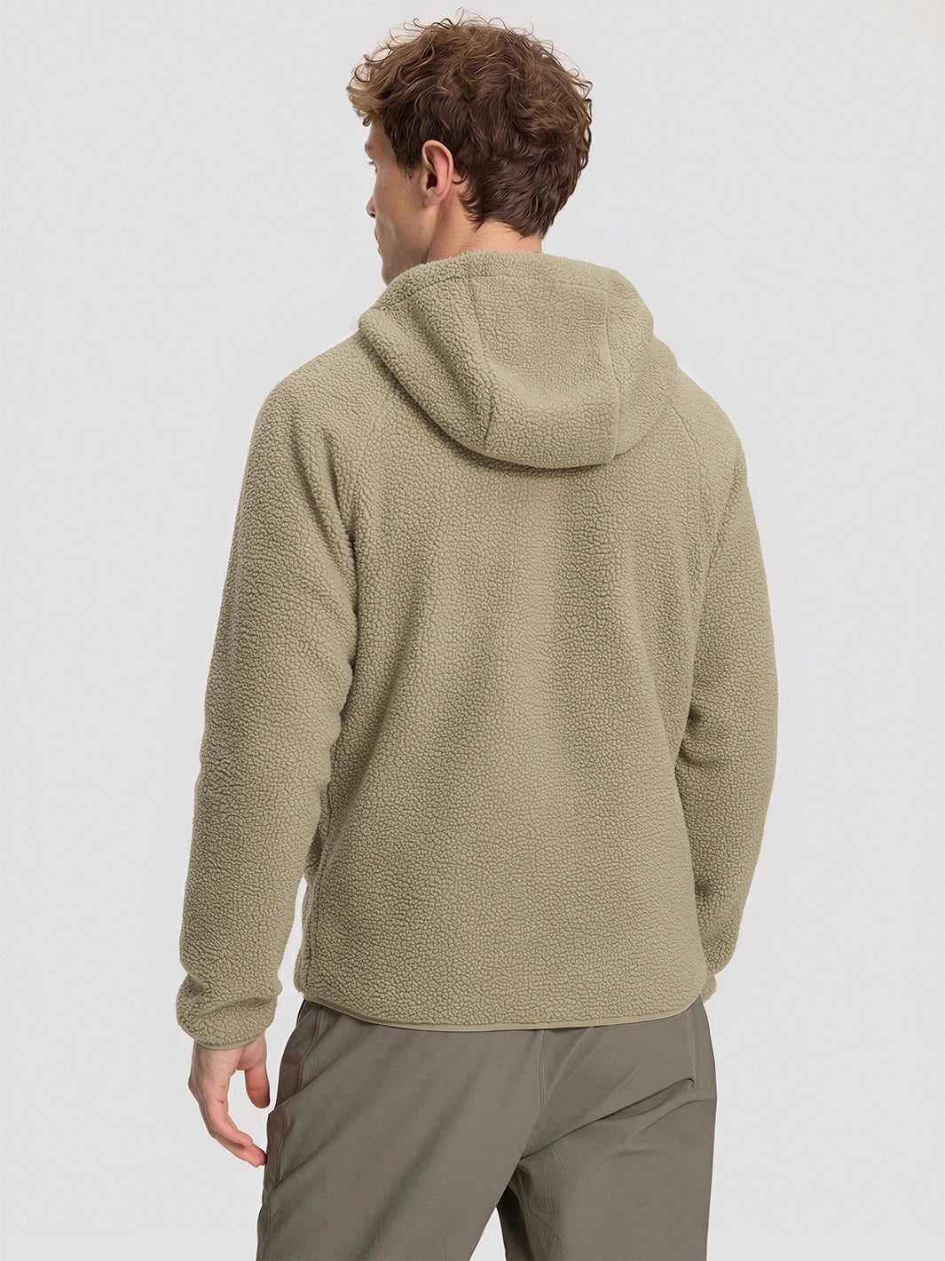 Men's Sherpa Fleece Full-Zip Hooded Jacket with Chest Pocket PIONEER CAMP