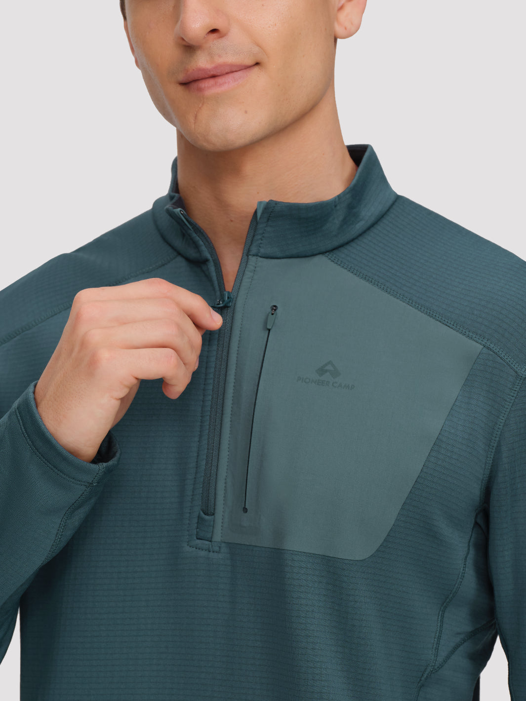 Men's Lightweight 1/4-Zip Grid Fleece Jacket