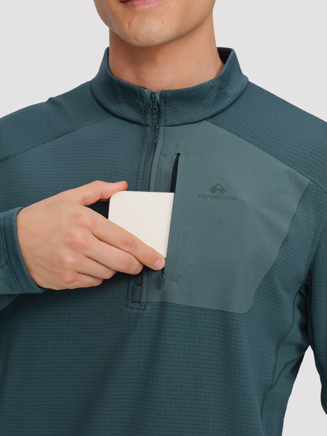Men's Lightweight 1/4-Zip Grid Fleece Jacket