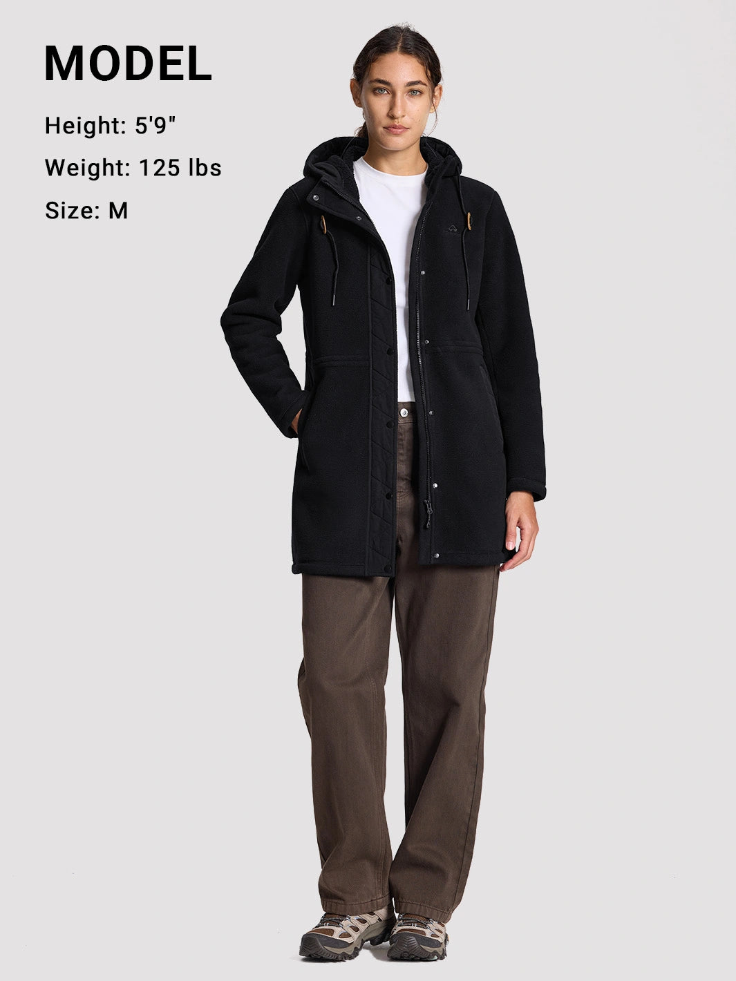 Women's 400G Double-Faced Fleece Long Hooded Jacket PIONEER CAMP