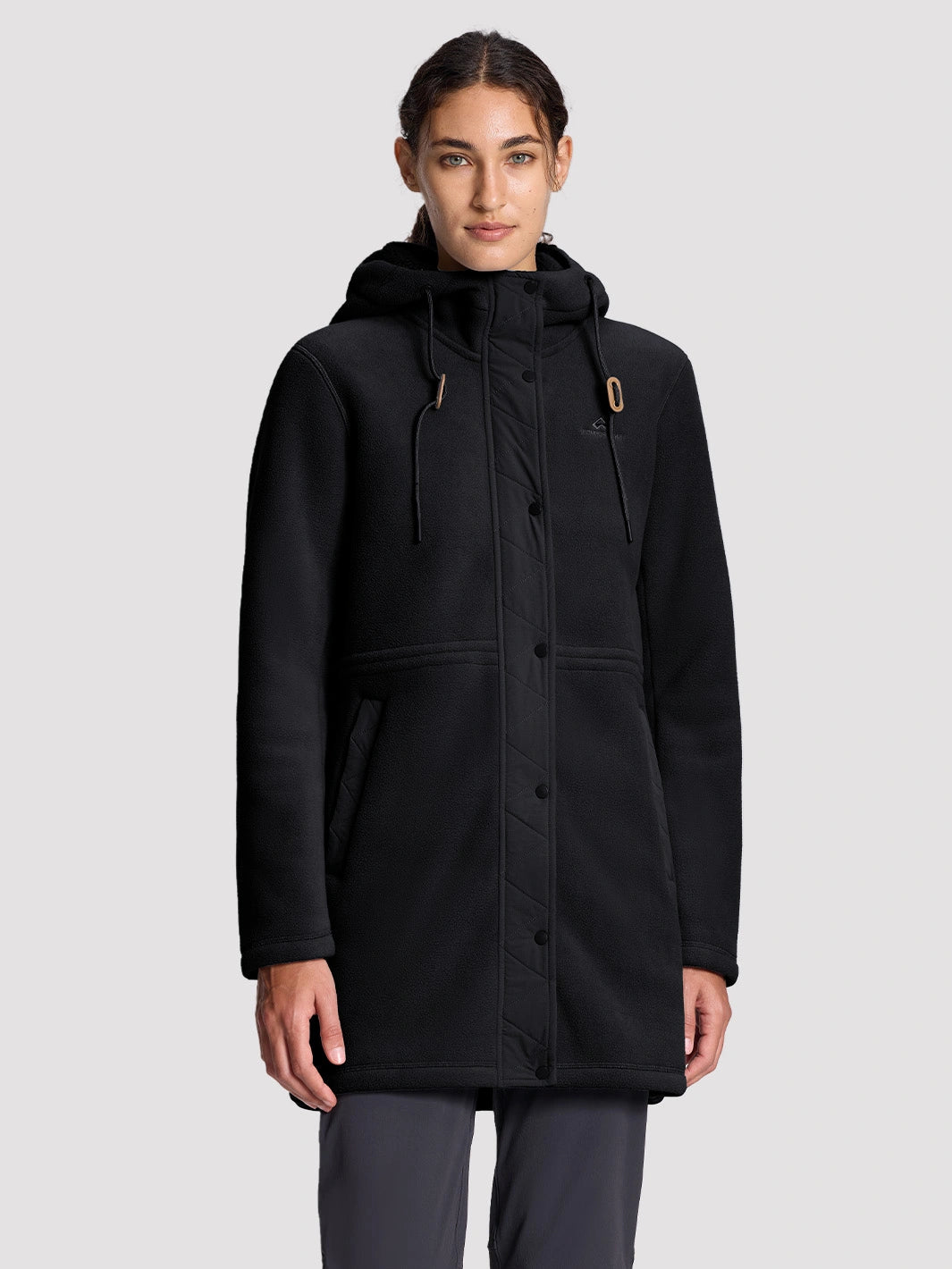 Women's 400G Double-Faced Fleece Long Hooded Jacket PIONEER CAMP