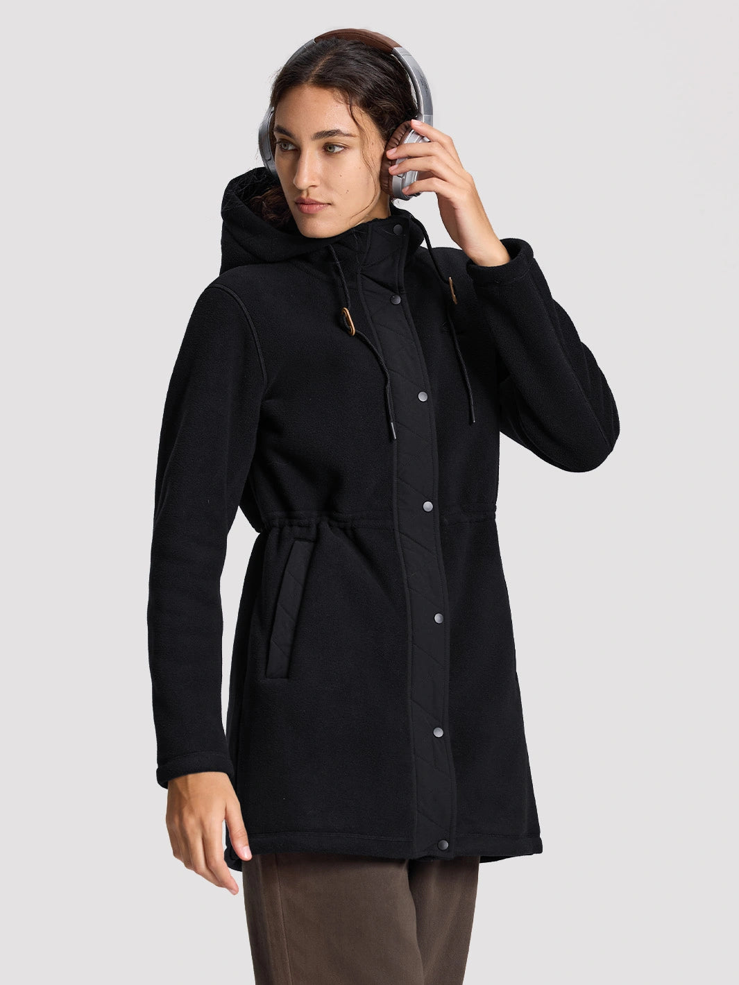 Women's 400G Double-Faced Fleece Long Hooded Jacket PIONEER CAMP