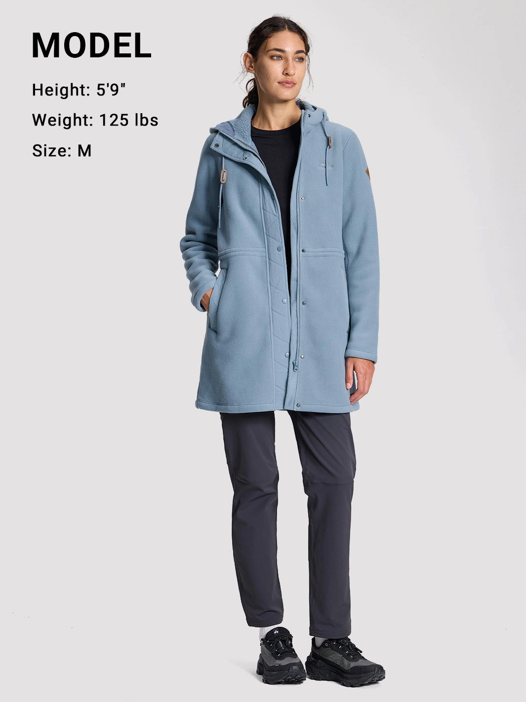 Women's 400G Double-Faced Fleece Long Hooded Jacket PIONEER CAMP