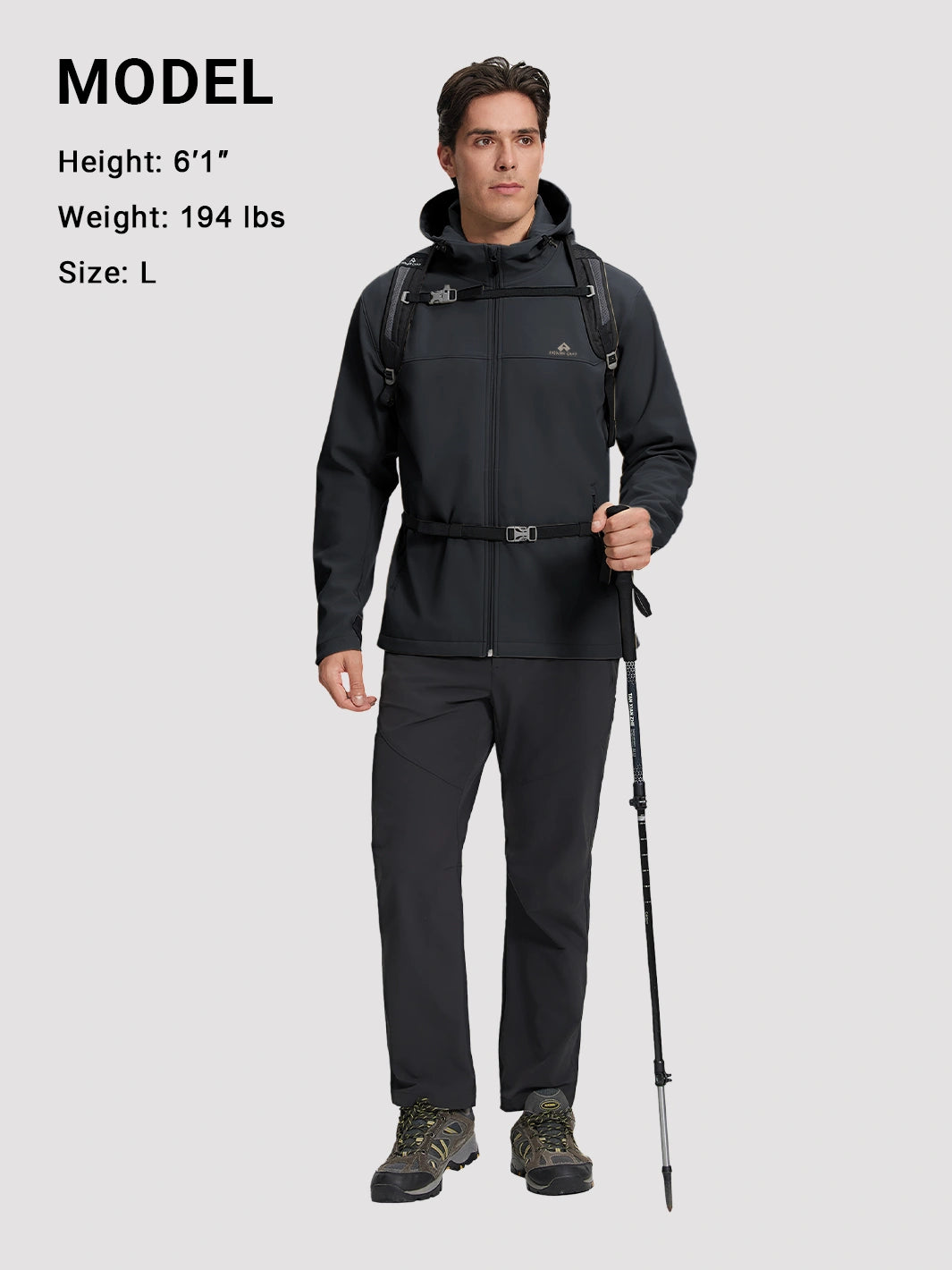 Men's Waterproof Fleece-Lined Softshell Hooded Jacket