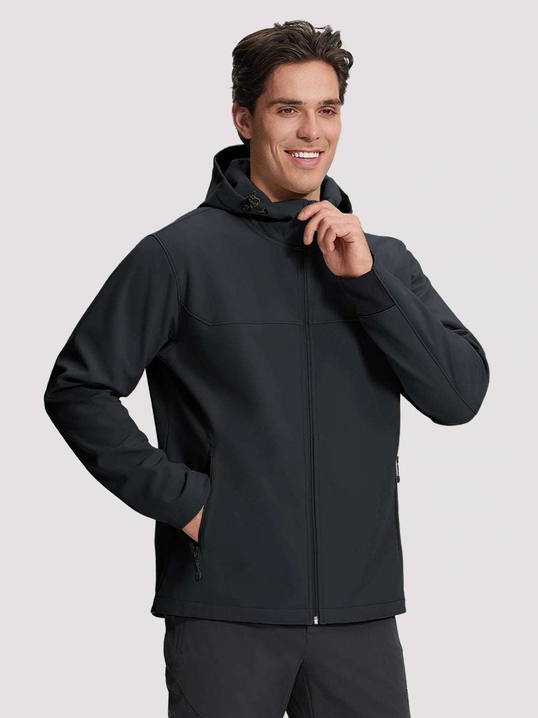 Men's Waterproof Fleece-Lined Softshell Hooded Jacket