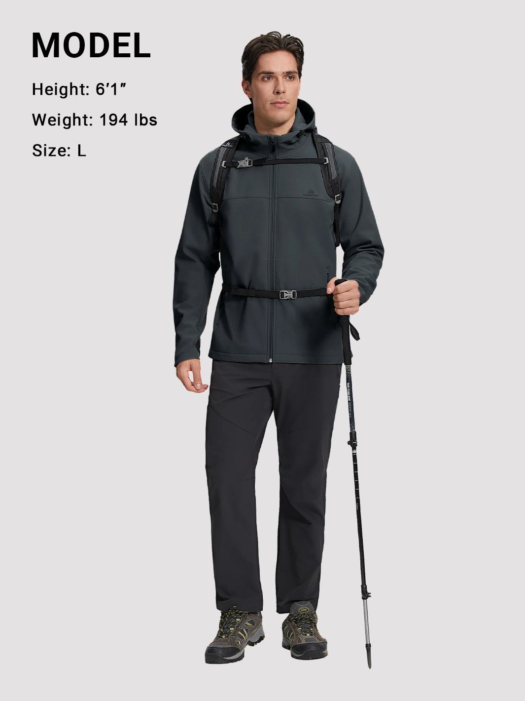 Men's Waterproof Fleece-Lined Softshell Hooded Jacket
