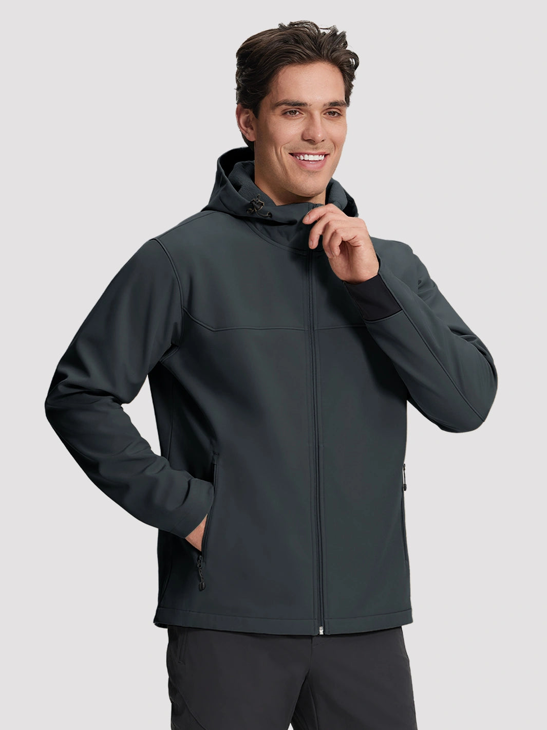 Men's Waterproof Fleece-Lined Softshell Hooded Jacket