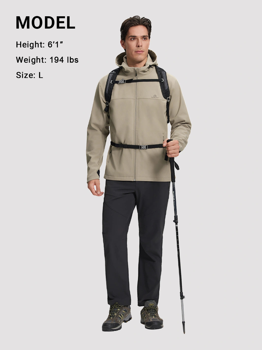 Men's Waterproof Fleece-Lined Softshell Hooded Jacket