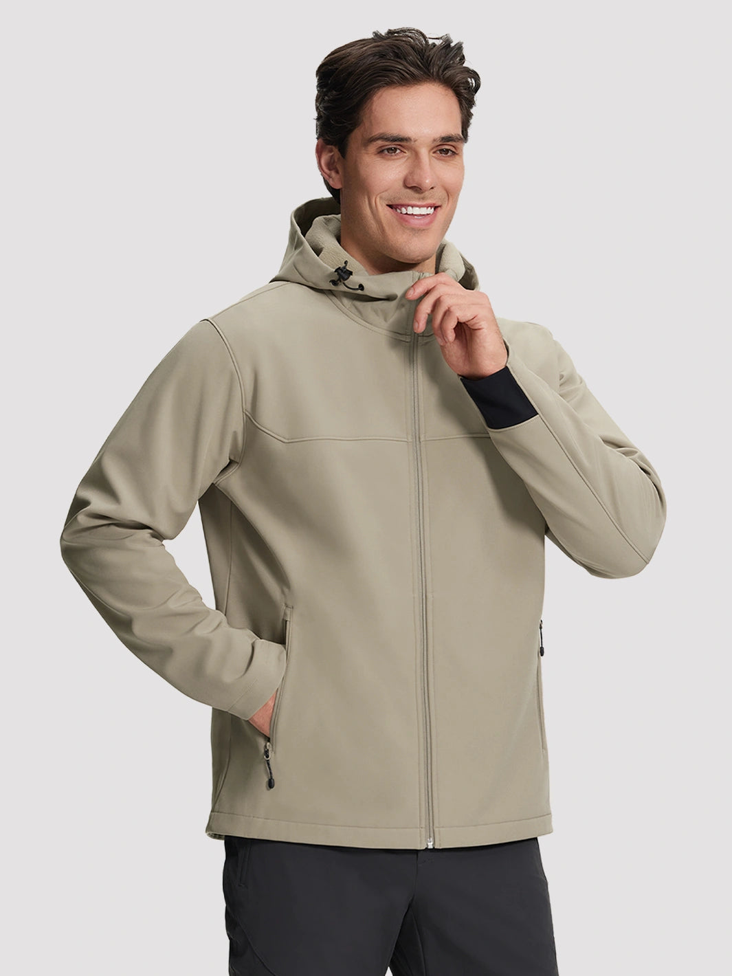 Men's Waterproof Fleece-Lined Softshell Hooded Jacket