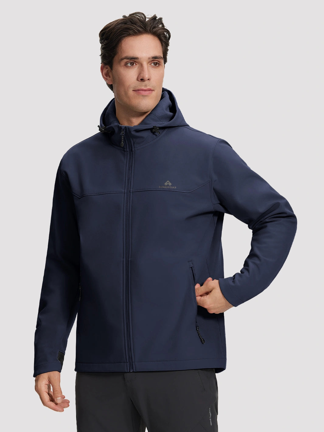 Men's Waterproof Fleece-Lined Softshell Hooded Jacket
