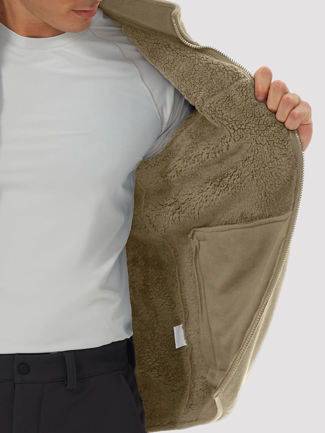 Men's Sherpa-Lined Polar Fleece Full-Zip Winter Jacket