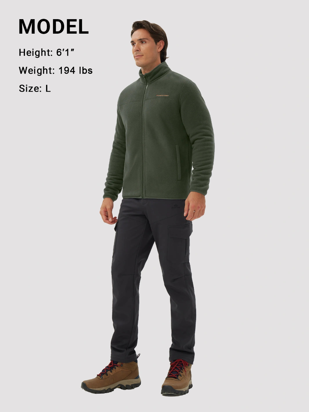 Men's Sherpa-Lined Polar Fleece Full-Zip Winter Jacket