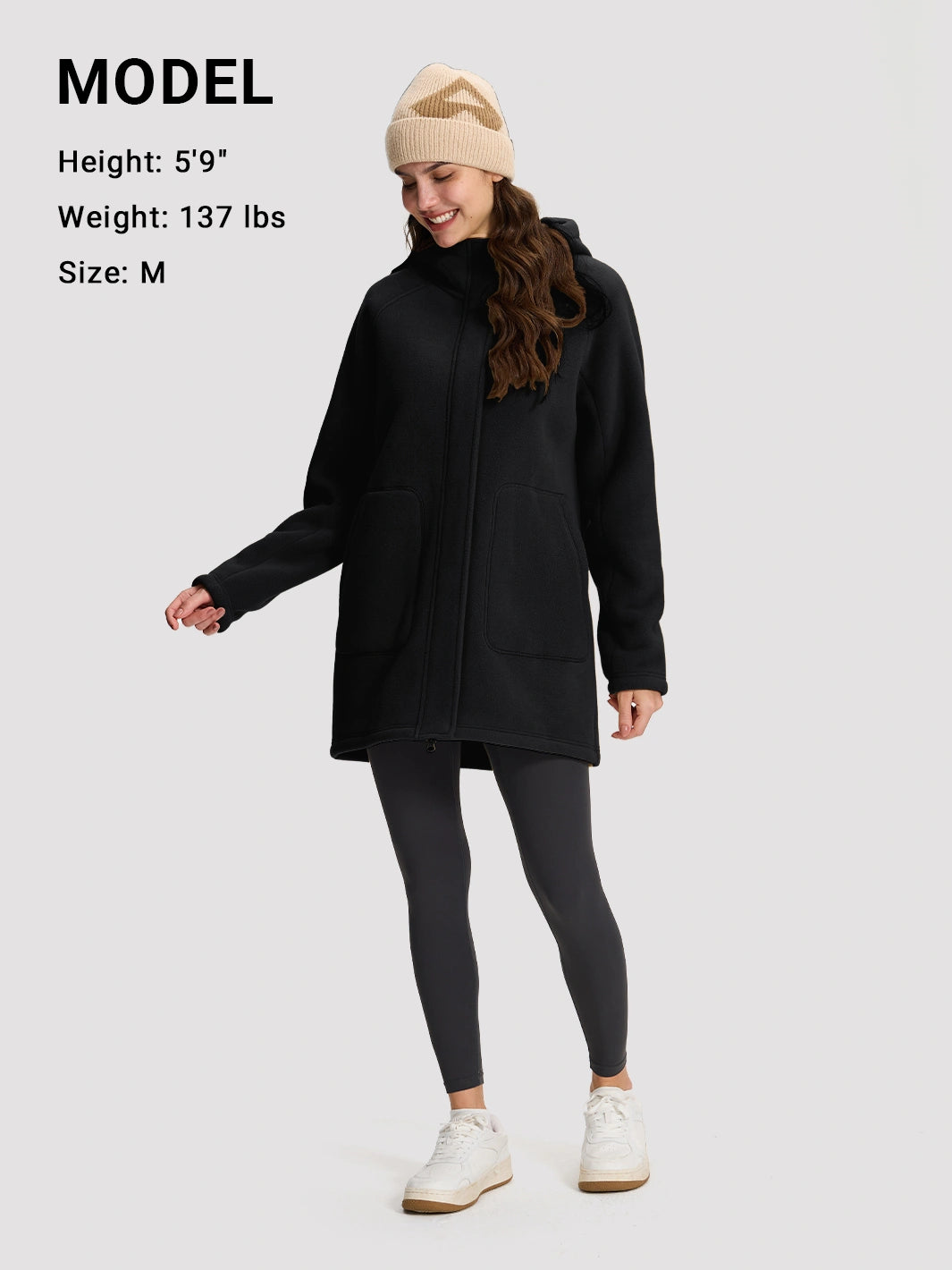 Women's Long Sherpa-Lined Fleece Hooded Jacket