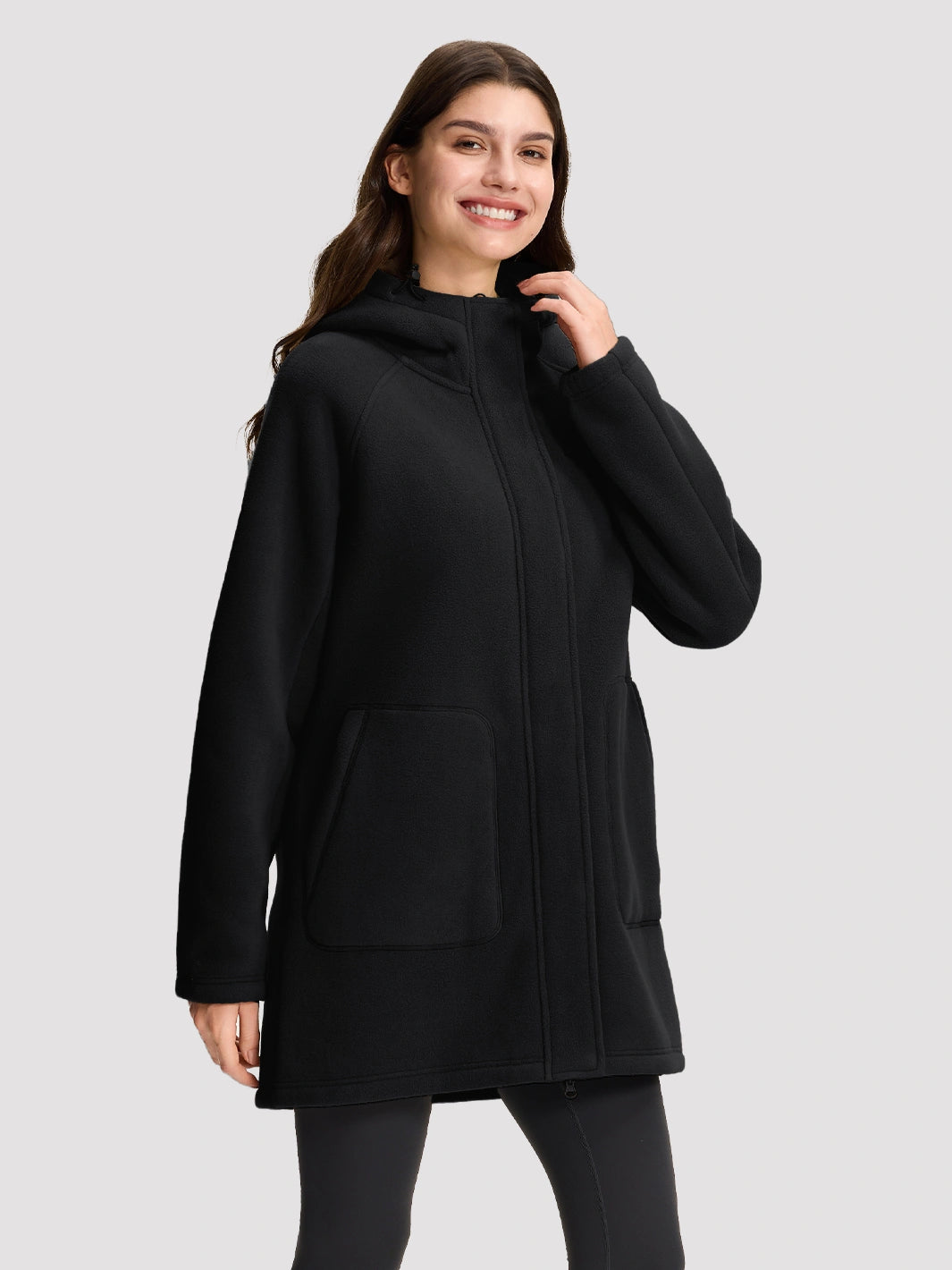 Women's Long Sherpa-Lined Fleece Hooded Jacket