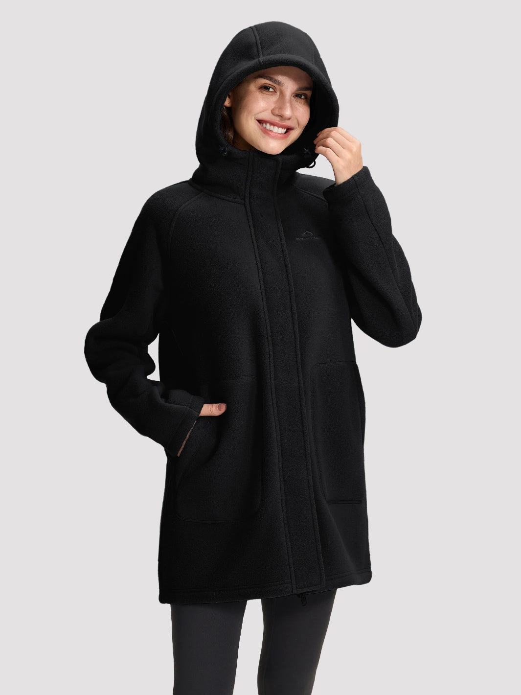 Women's Long Sherpa-Lined Fleece Hooded Jacket