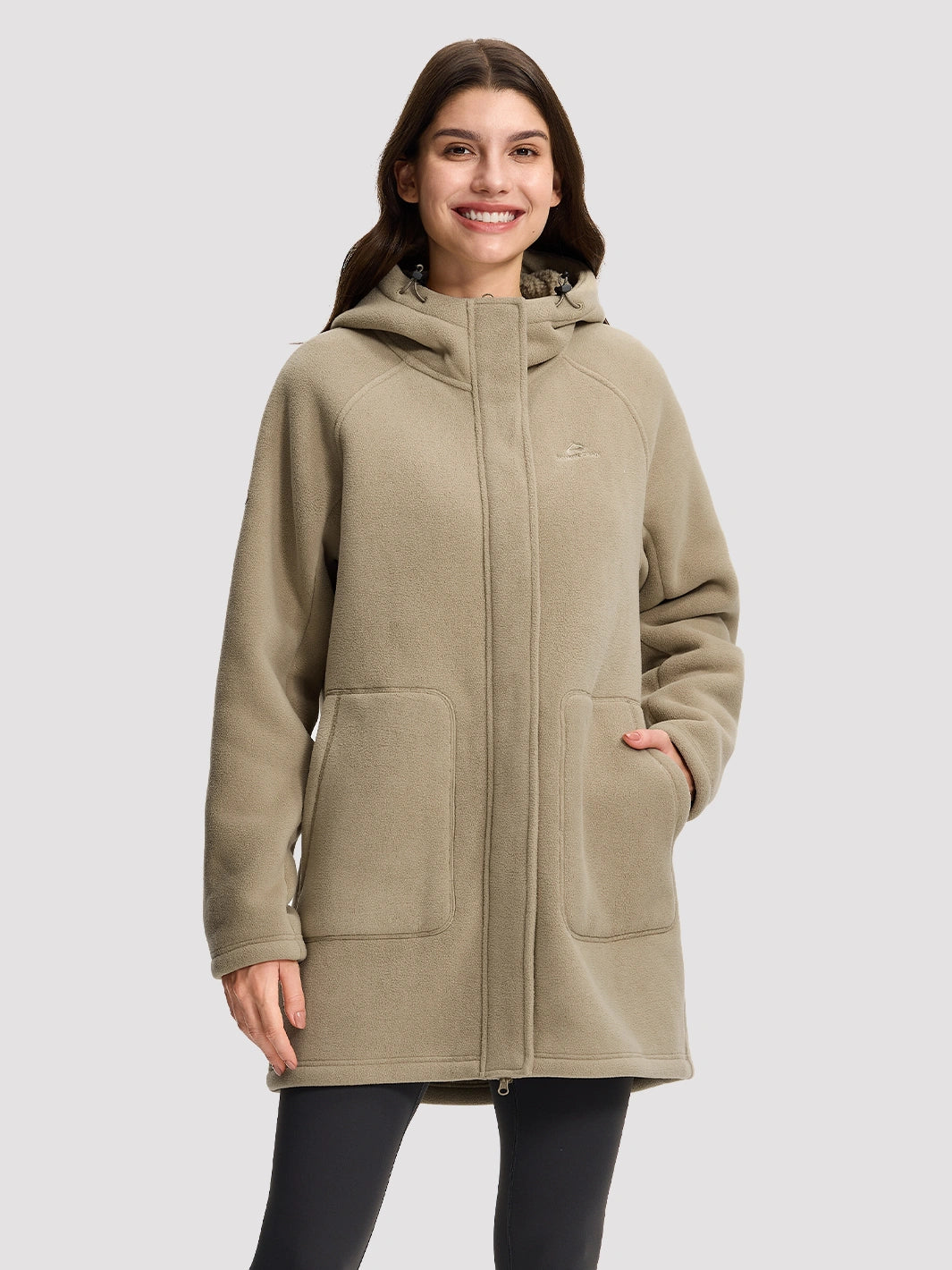 Women's Long Sherpa-Lined Fleece Hooded Jacket