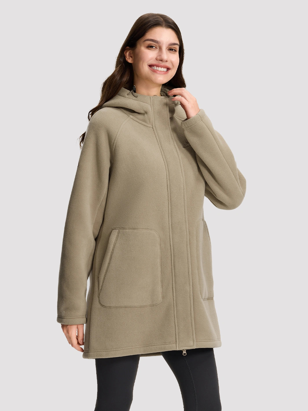 Women's Long Sherpa-Lined Fleece Hooded Jacket