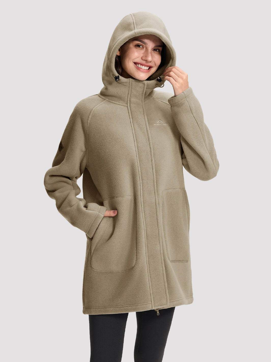 Women's Long Sherpa-Lined Fleece Hooded Jacket