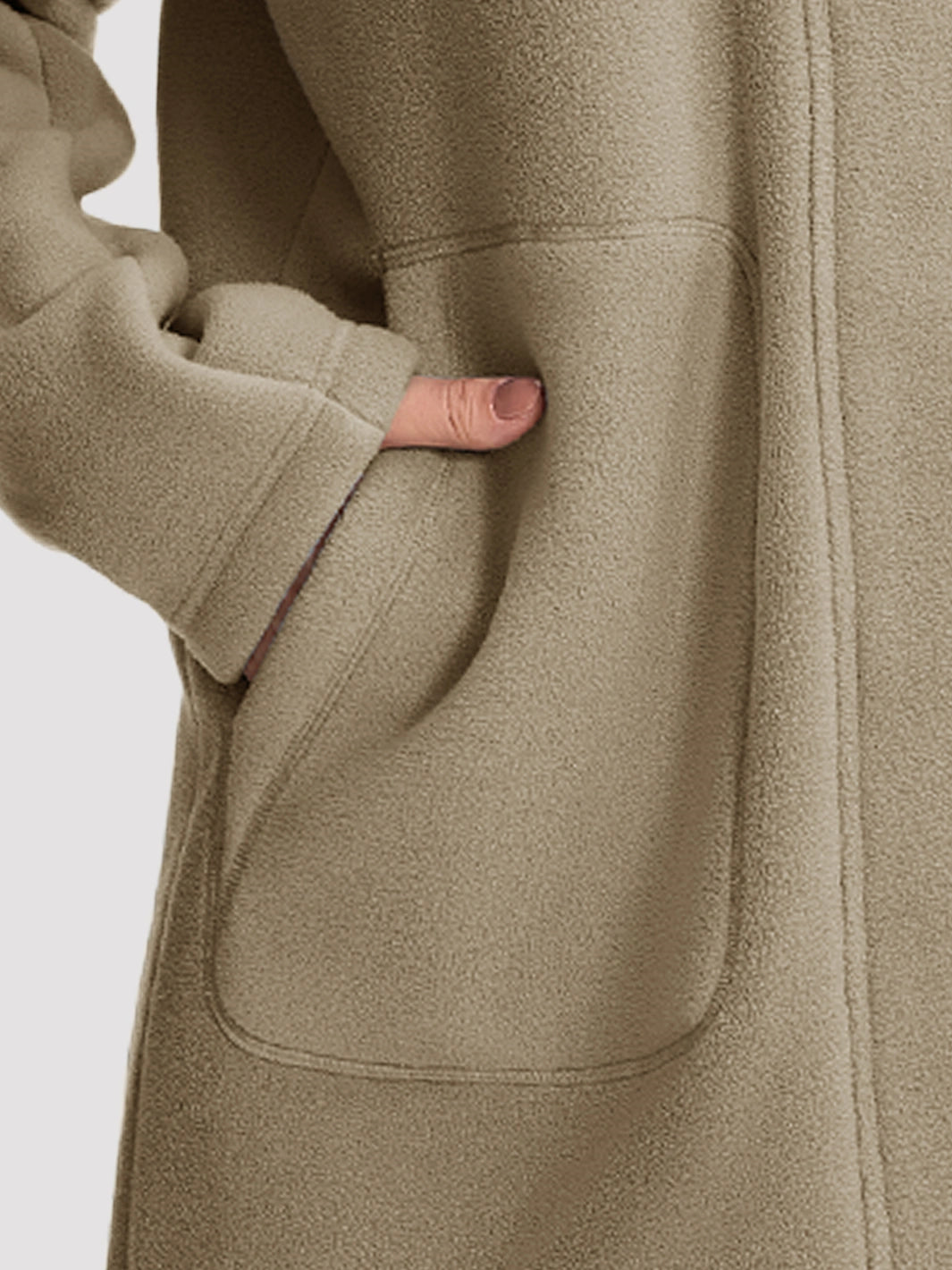Women's Long Sherpa-Lined Fleece Hooded Jacket