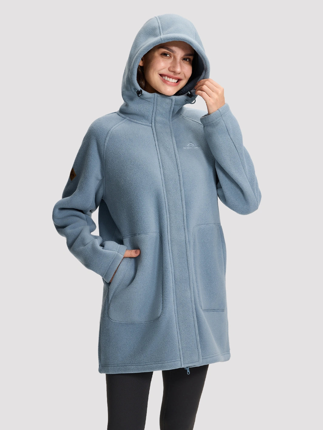 Women's Long Sherpa-Lined Fleece Hooded Jacket