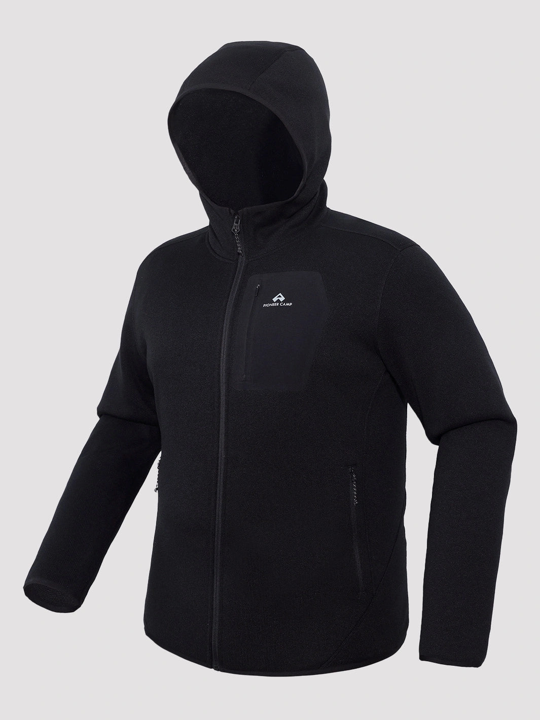 Men's 340g Knitted Fleece Full-Zip Hooded Jacket