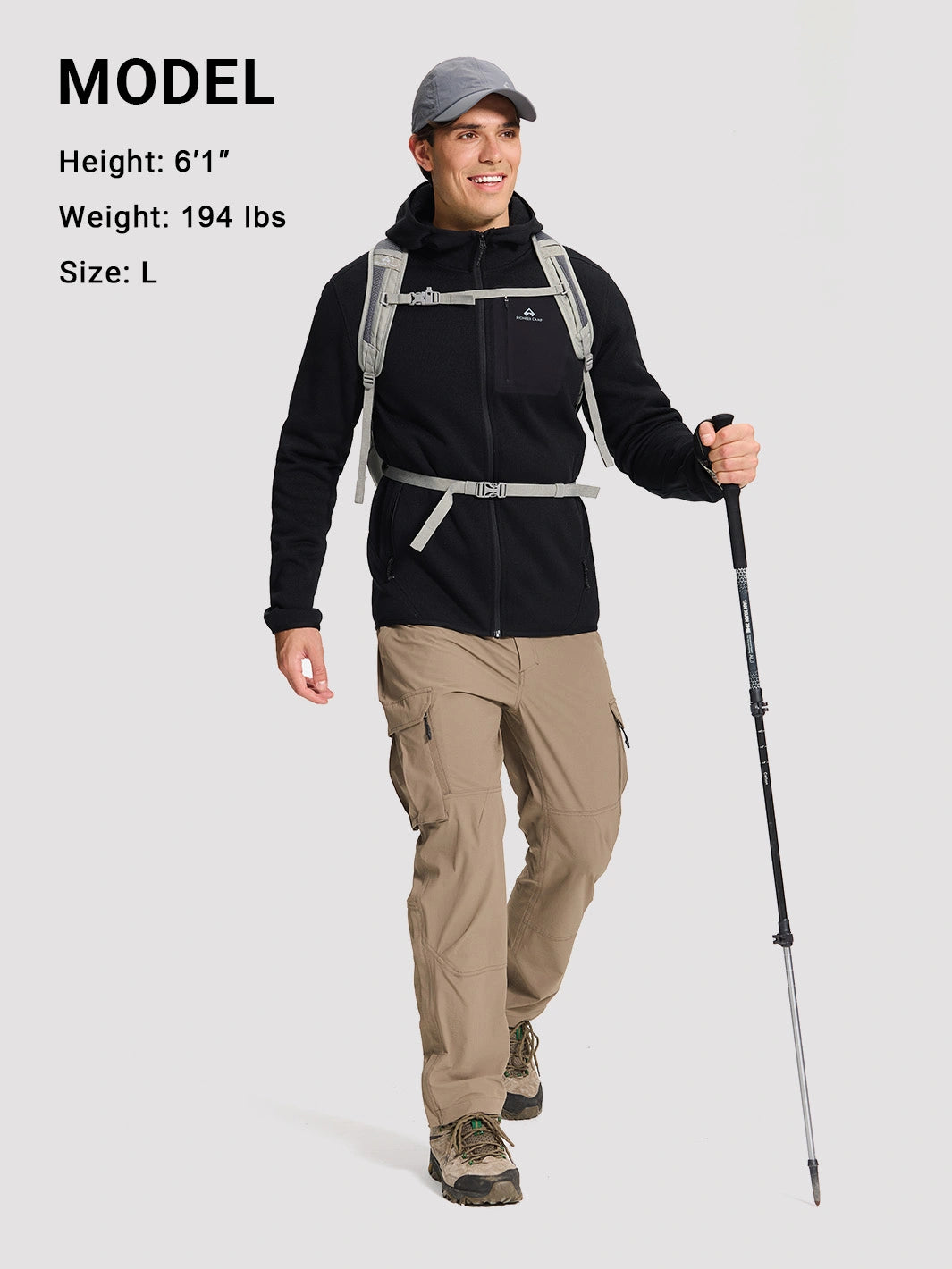 Men's 340g Knitted Fleece Full-Zip Hooded Jacket