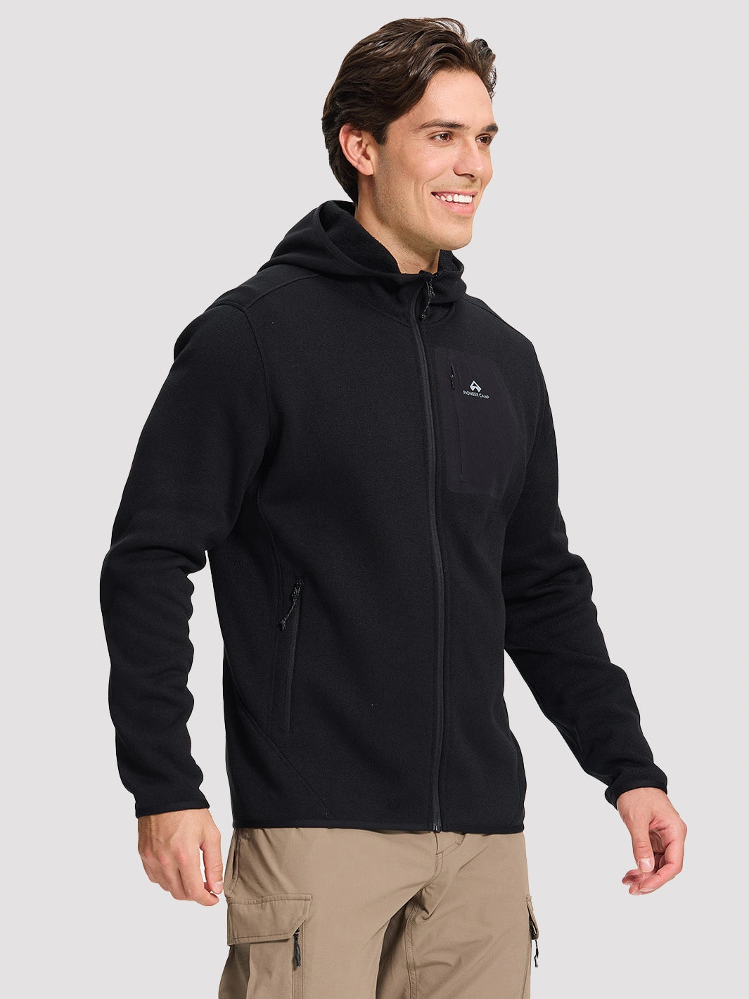 Men's 340g Knitted Fleece Full-Zip Hooded Jacket