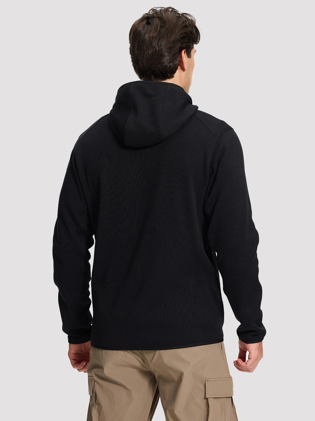 Men's 340g Knitted Fleece Full-Zip Hooded Jacket