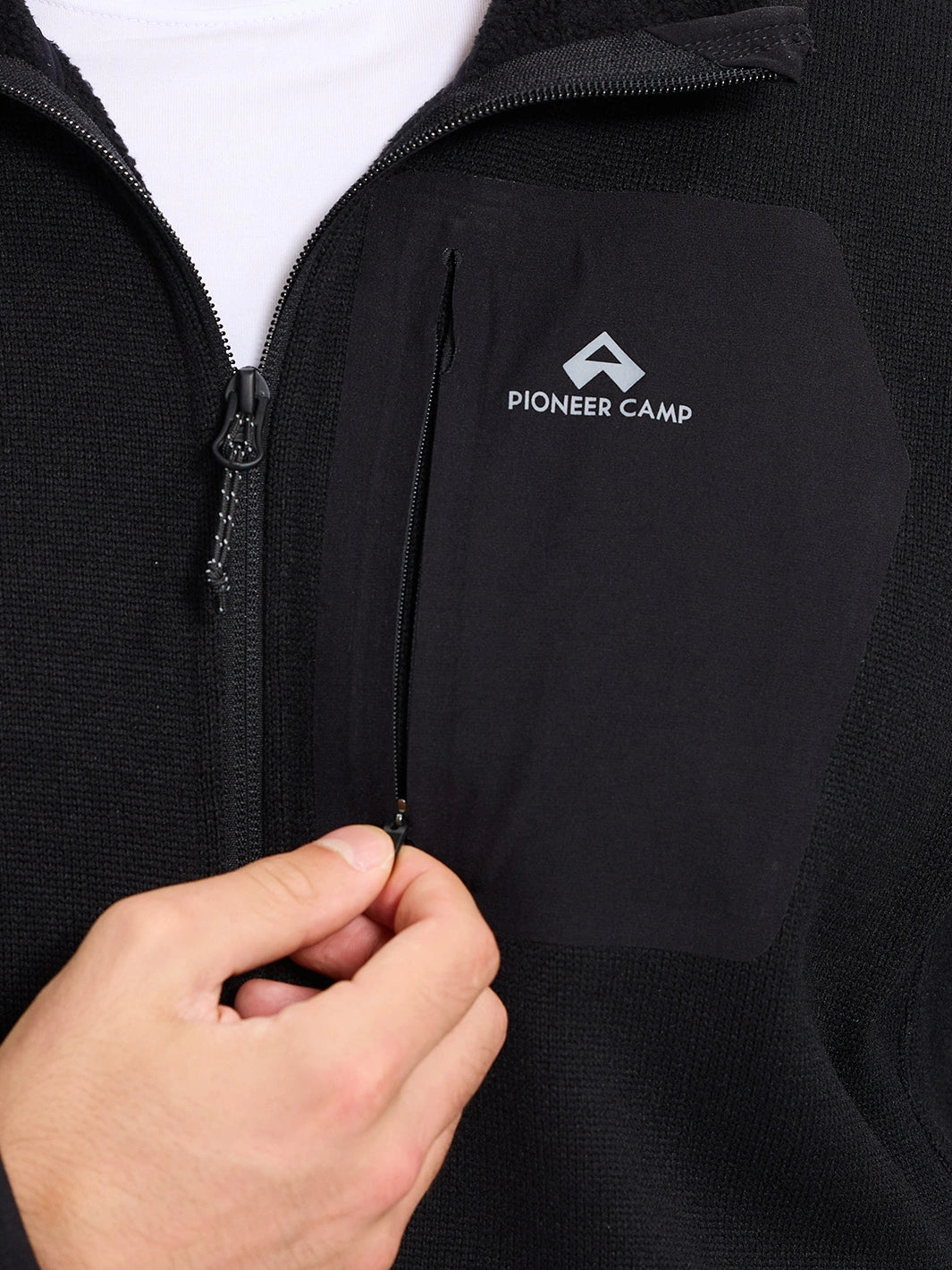 Men's 340g Knitted Fleece Full-Zip Hooded Jacket
