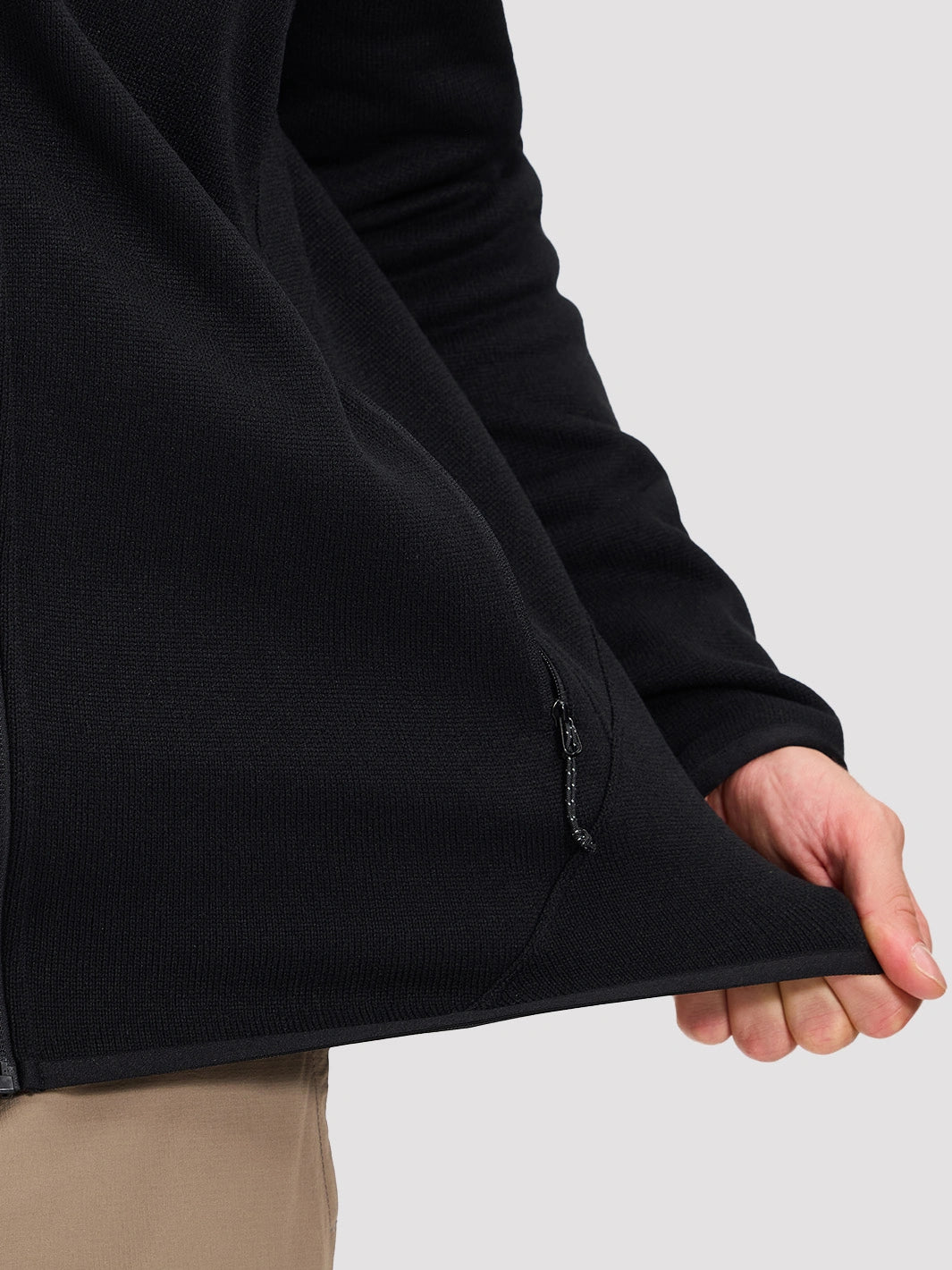 Men's 340g Knitted Fleece Full-Zip Hooded Jacket