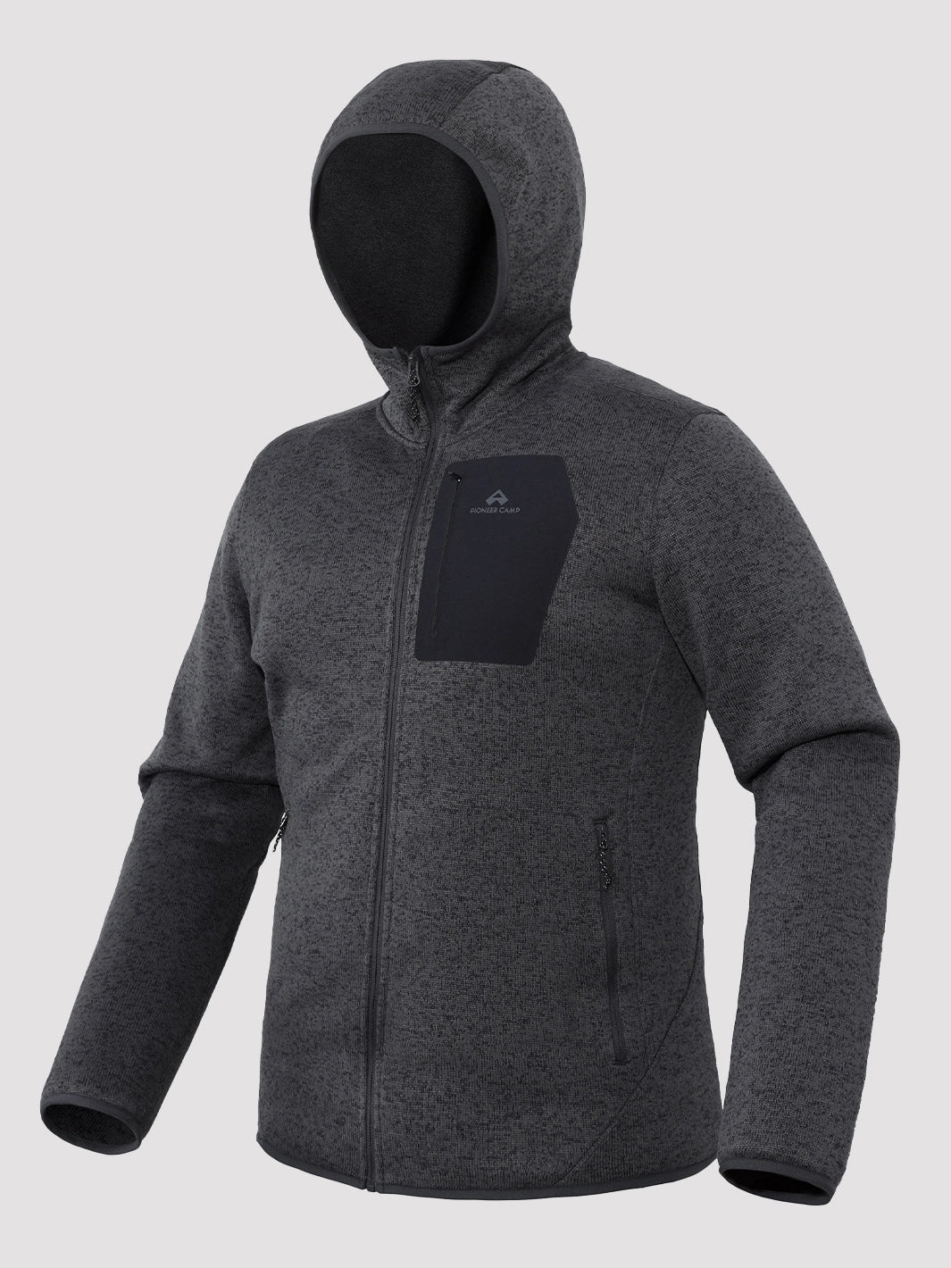 Men's 340g Knitted Fleece Full-Zip Hooded Jacket