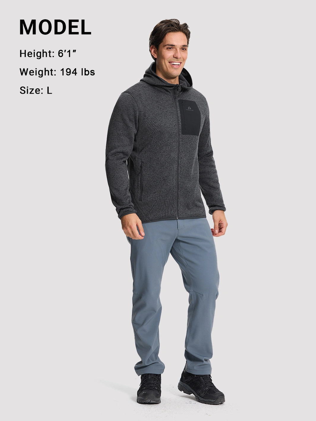 Men's 340g Knitted Fleece Full-Zip Hooded Jacket