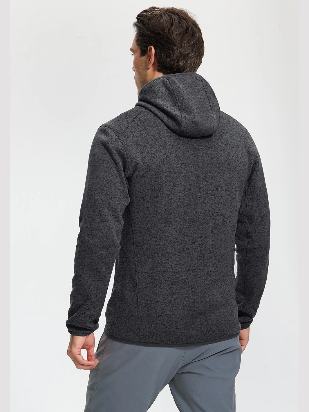 Men's 340g Knitted Fleece Full-Zip Hooded Jacket