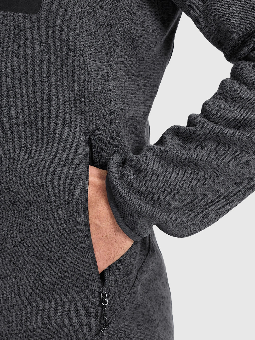 Men's 340g Knitted Fleece Full-Zip Hooded Jacket
