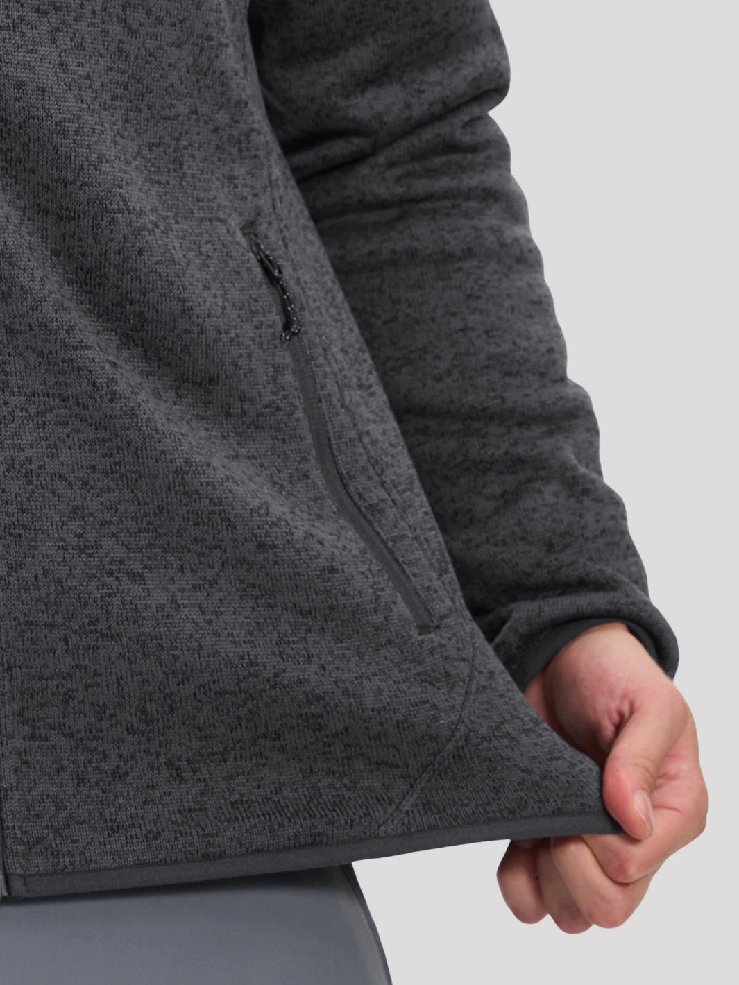 Men's 340g Knitted Fleece Full-Zip Hooded Jacket