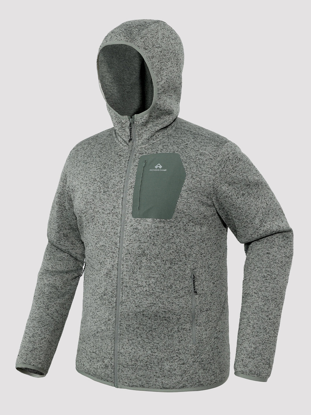Men's 340g Knitted Fleece Full-Zip Hooded Jacket
