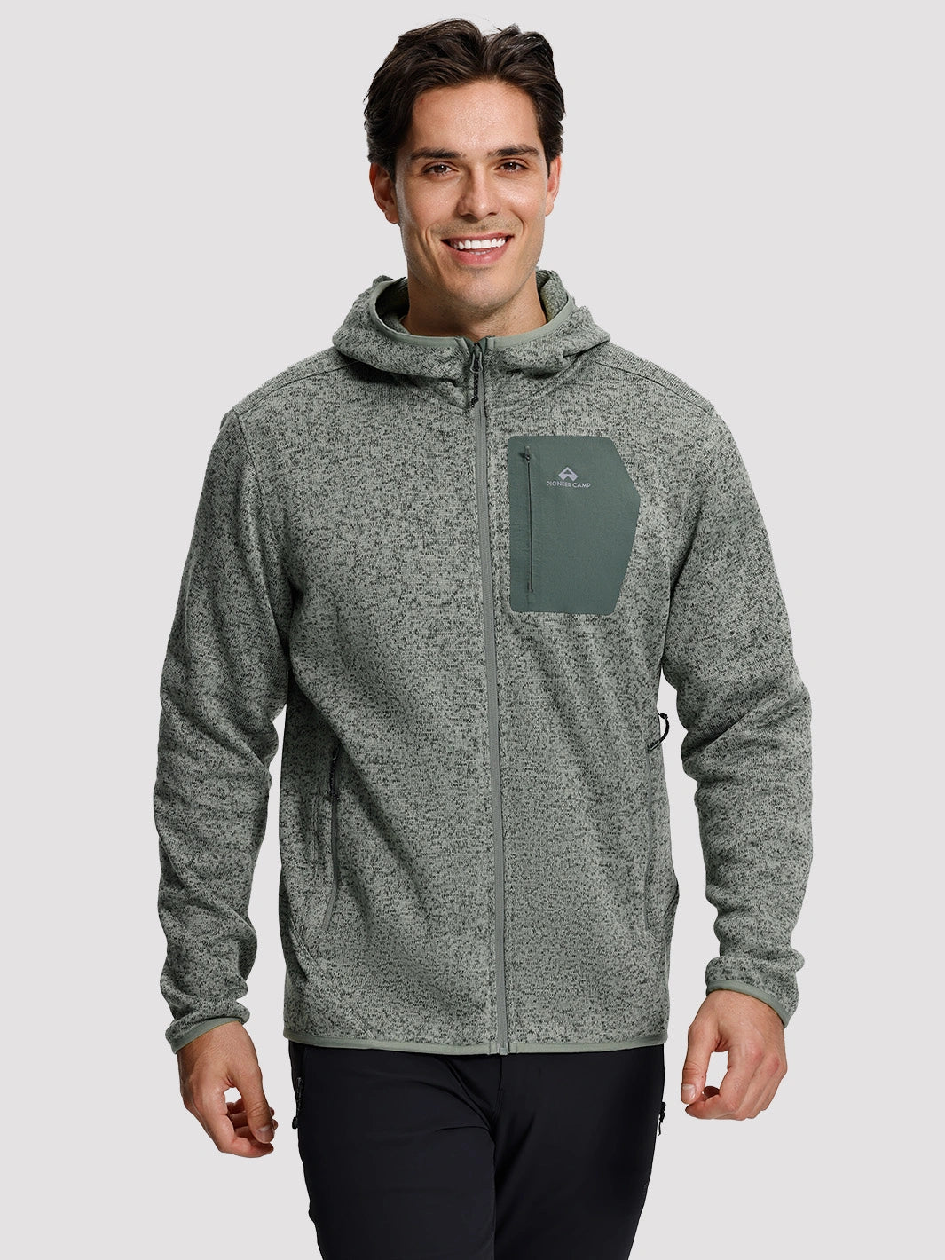 Men's 340g Knitted Fleece Full-Zip Hooded Jacket PIONEER CAMP