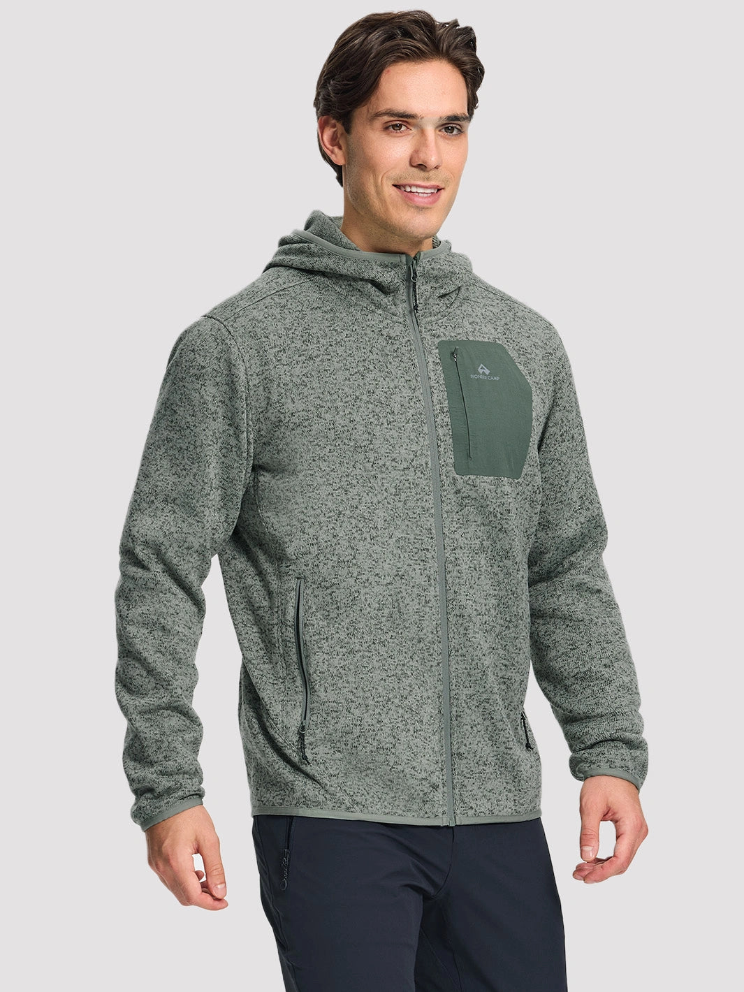 Men's 340g Knitted Fleece Full-Zip Hooded Jacket