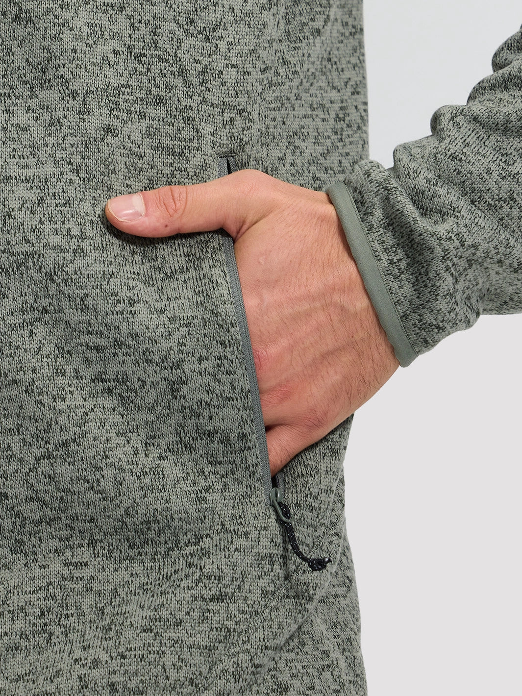 Men's 340g Knitted Fleece Full-Zip Hooded Jacket