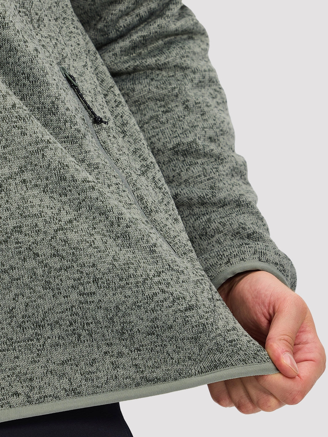 Men's 340g Knitted Fleece Full-Zip Hooded Jacket