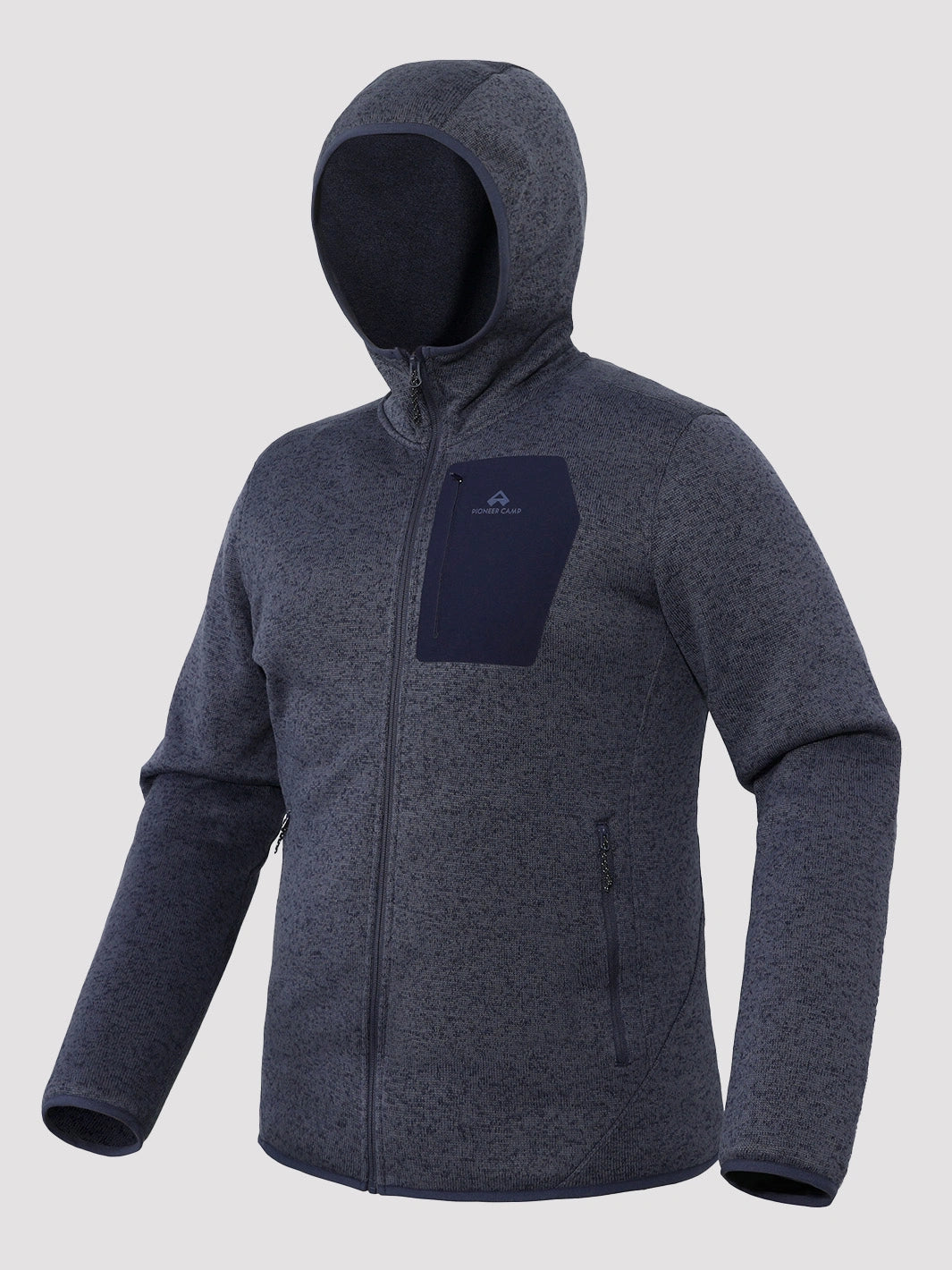 Men's 340g Knitted Fleece Full-Zip Hooded Jacket