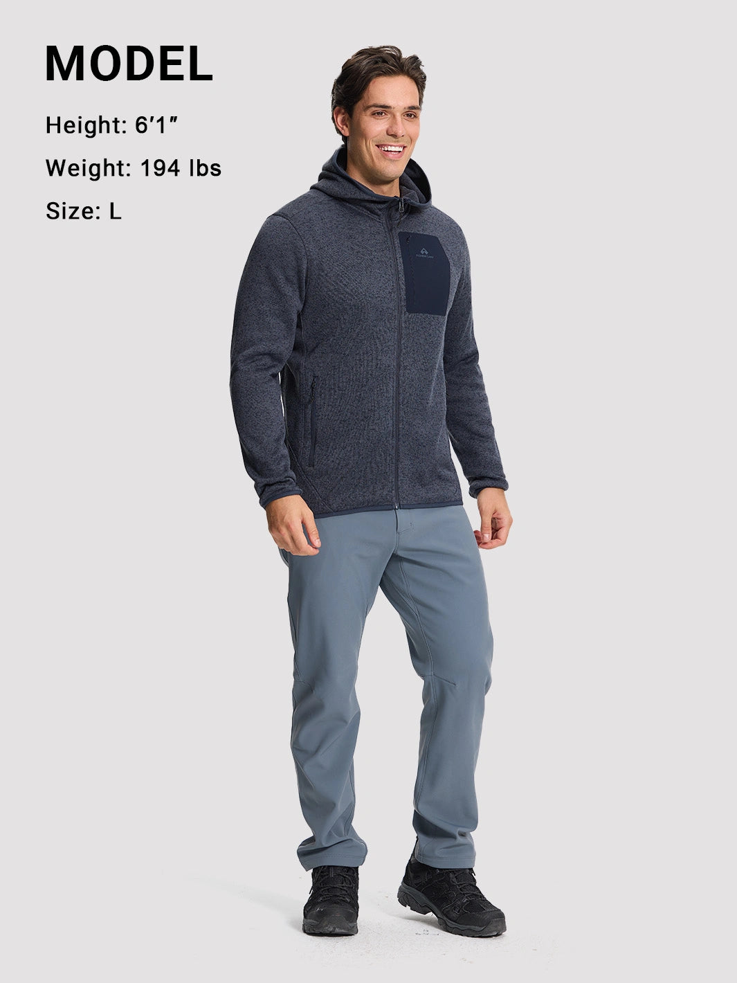 Men's 340g Knitted Fleece Full-Zip Hooded Jacket