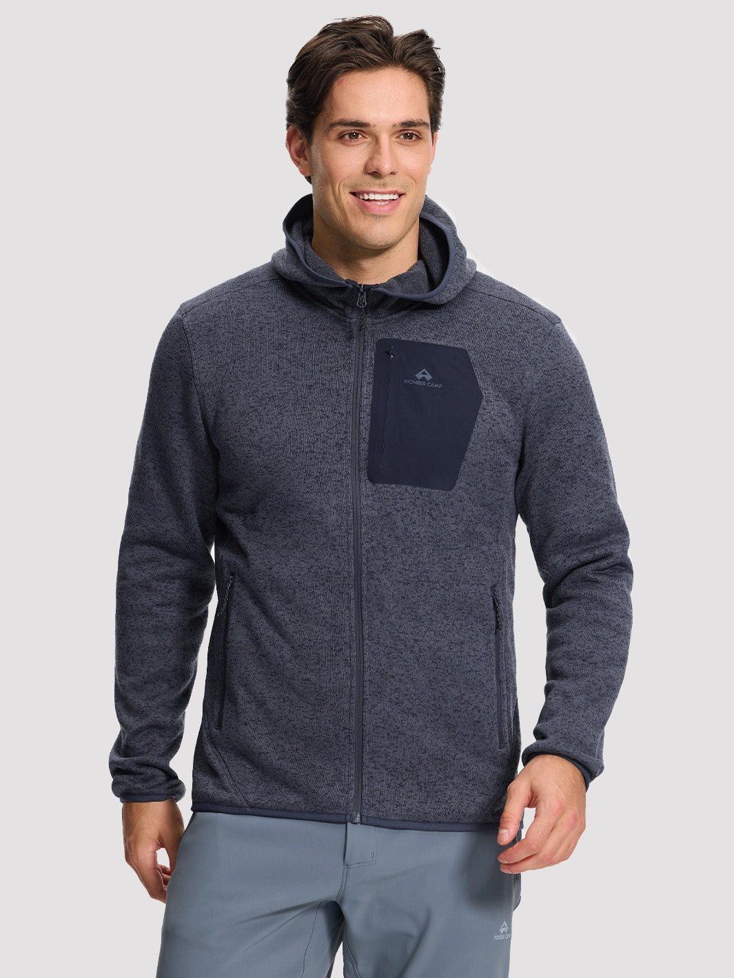 Men's 340g Knitted Fleece Full-Zip Hooded Jacket