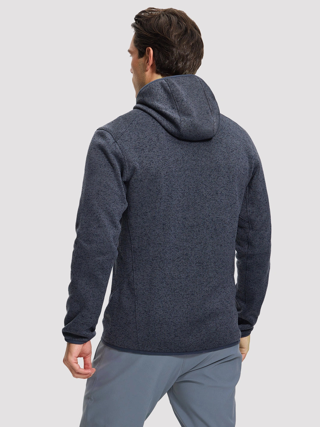 Men's 340g Knitted Fleece Full-Zip Hooded Jacket